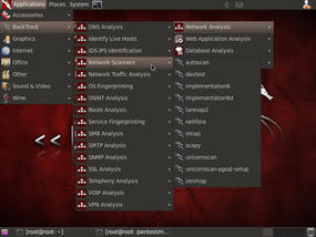 Figure 2: The list of BackTrack's Network Scanner tools.