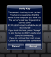 Figure 1: Accepting the SSH host key for your iSSH remote host connection.